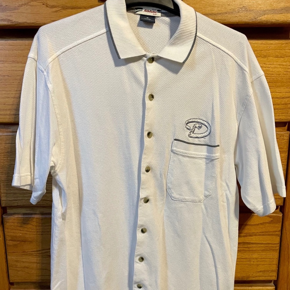 Arizona Diamondbacks white button-up knit shirt (M)